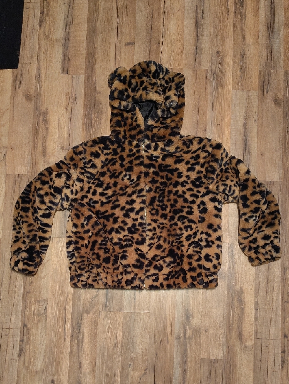 Wild Fable Faux Fur Leopard Hoodie Jacket